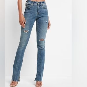 EXPRESS: Mid Rise Medium Wash Distressed Skyscraper Jeans